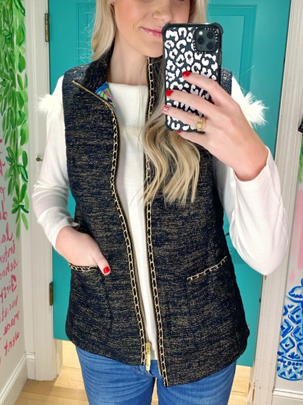 Lilly Pulitzer Women's Noella Vest In Onyx Resort Boucle Size XL NWT